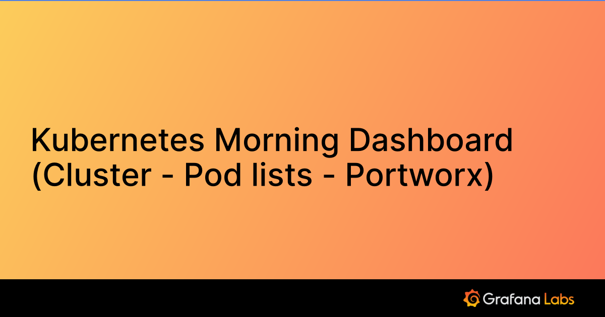 Morning Dashboard (Cluster Pod lists Portworx) Grafana